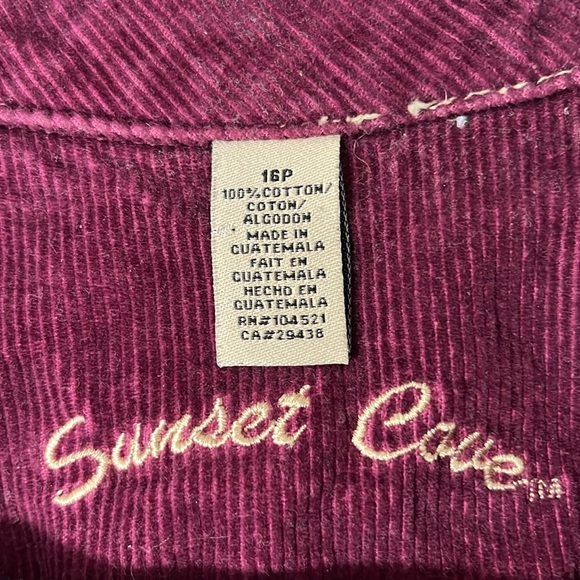 Sunset Cove Y2K VTG corduroy jacket cropped plum button-down front pockets 16p - Picture 3 of 13